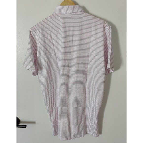 Holderness Bourne Polo Size Medium The Egan Pima Shirt Pink Striped Swiss Re New - Picture 2 of 9